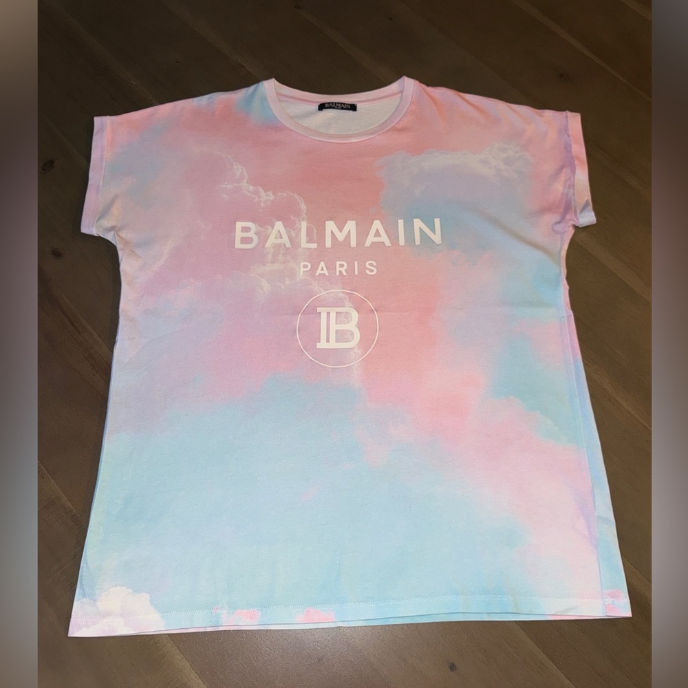 Balmain Multicolour Tie-Dye Logo Print T-Shirt